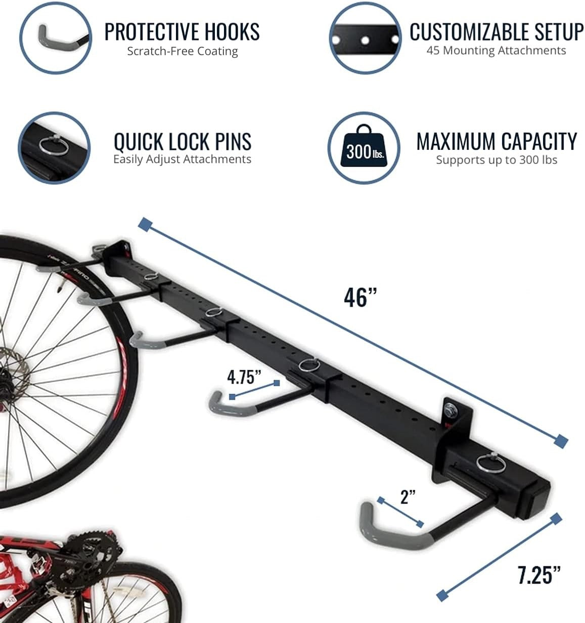 StoreYourBoard 5 Bike Storage Rack Cycling Wall Mount Hook System
