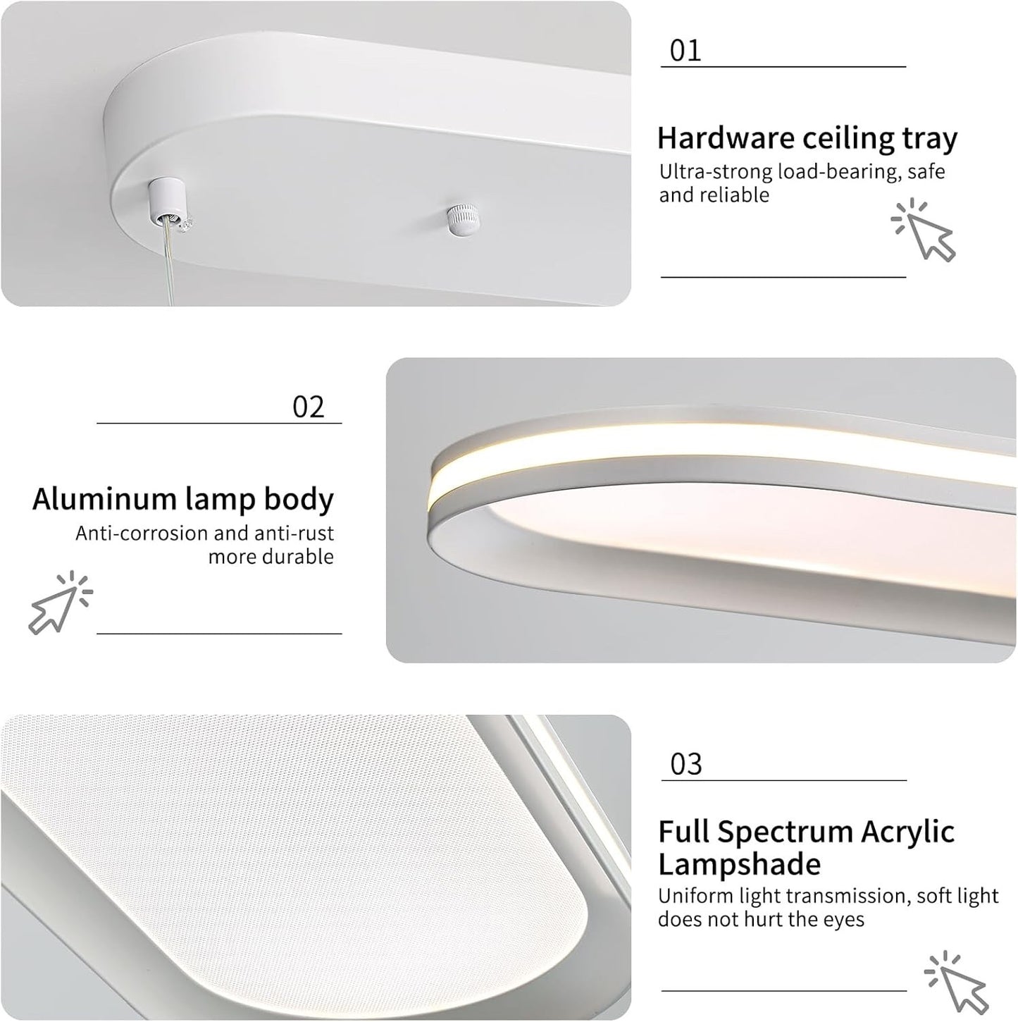 Oval Pendant Light 120cm Dimmable LED Ceiling Lamp Adjustable 3 Color Modes