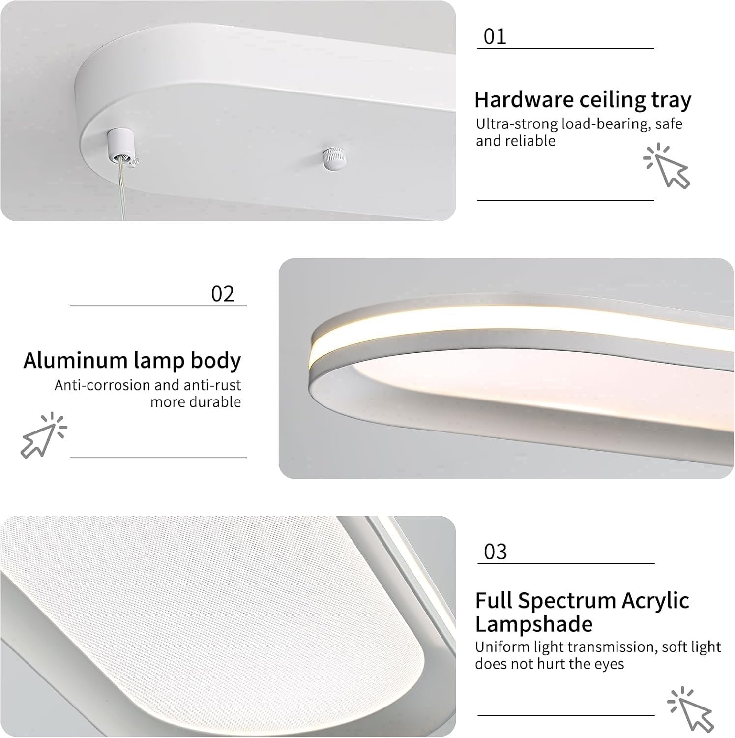 Oval Pendant Light 120cm Dimmable LED Ceiling Lamp Adjustable 3 Color Modes