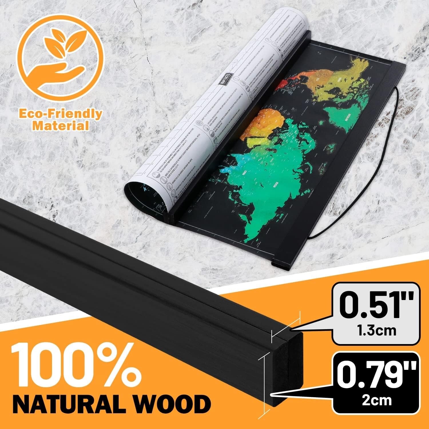 A0 Magnetic Poster Frame Light Wood Print Hanger Wall Hanging Rails