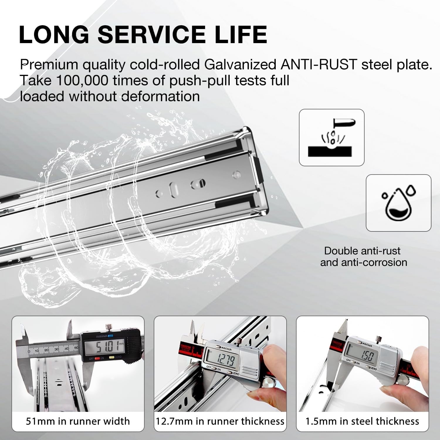 600mm Heavy Duty Locking Drawer Slides Full Extension Ball Bearing Runners Pair