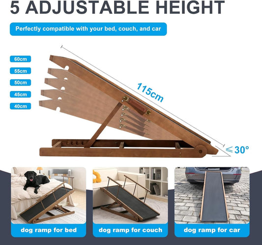 Dog Ramp Pet Steps Adjustable 5 Step Foldable Bed Sofa Car Small Large Dogs