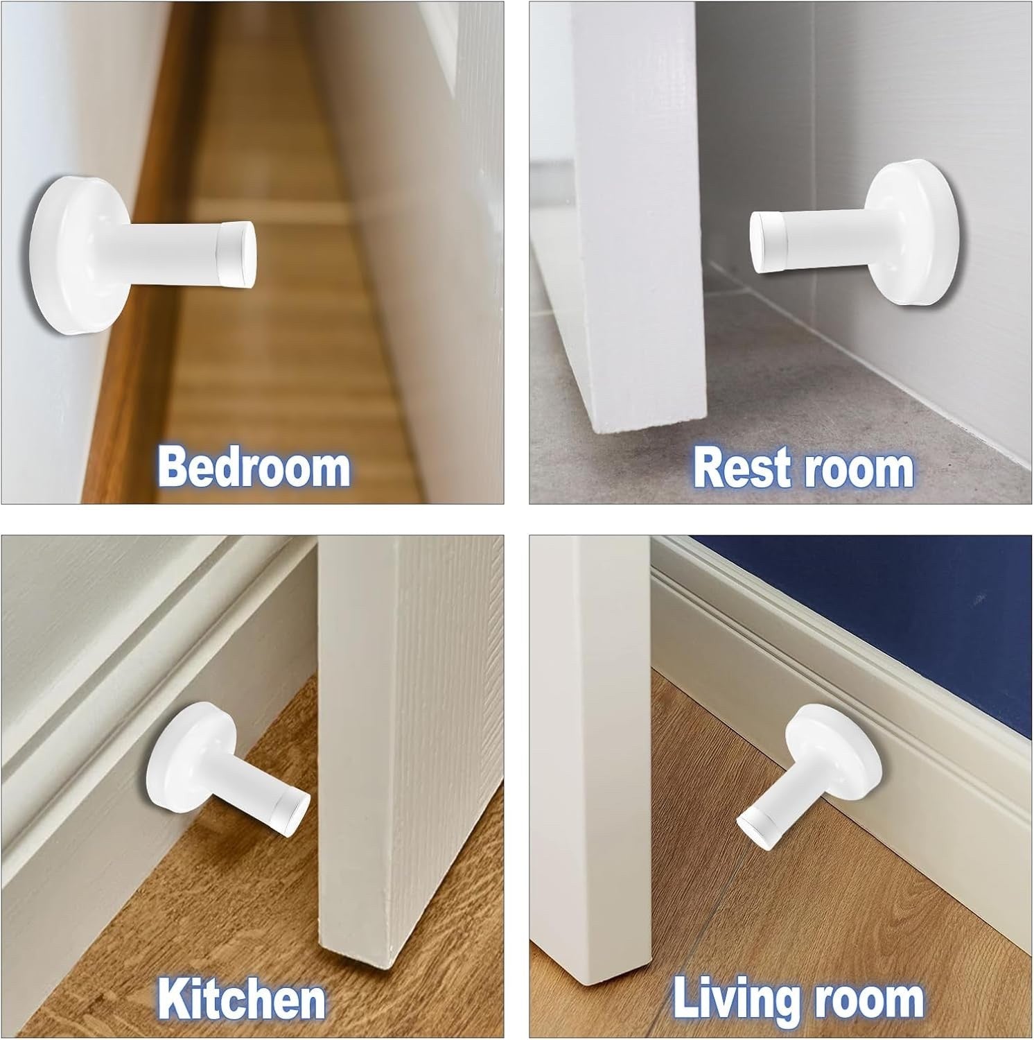 6 Pack Self Adhesive Door Stop White Door Stoppers for Skirtings Wall Mounted