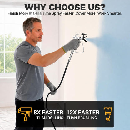 Airless Paint Sprayer Spray Gun 1010W 3000PSI 1.5L/min 7.5m Hose Stand 230V UK
