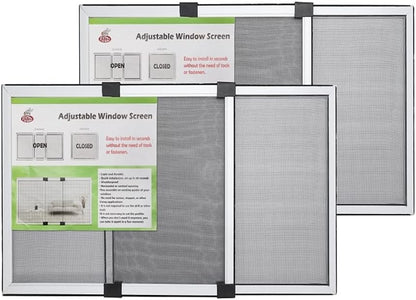 Fly Screen Window Mosquito Net 2 Pack Adjustable 50x70-132cm Aluminium Frame Whi