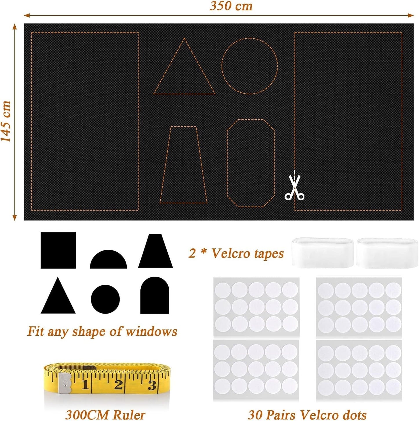 LUCMO Blackout Blinds 350 x 145 CM 100% Blackout Blinds Curtain for Window