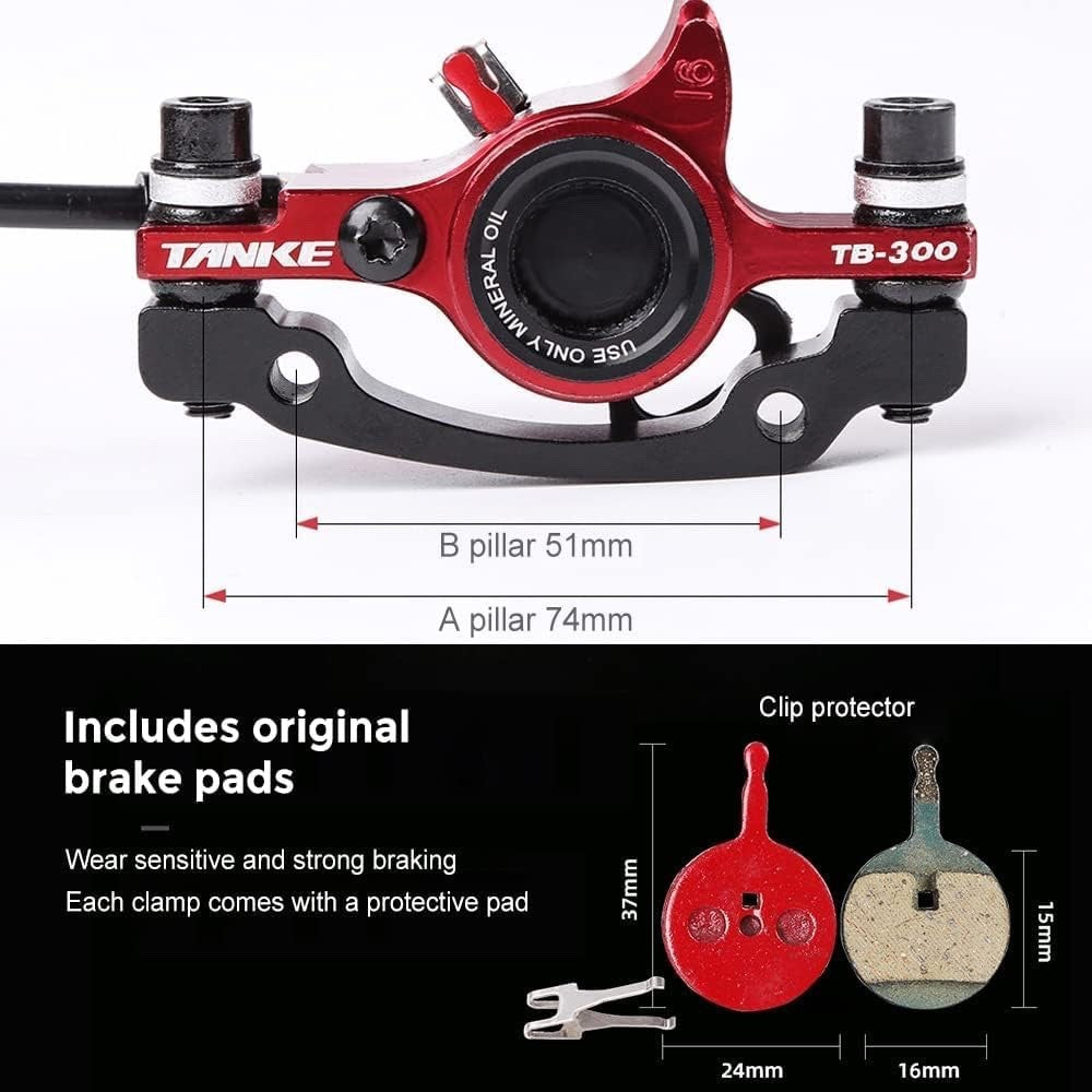 E-Bike Hydraulic Disc Brake Set Electric Bike Cut-Off Brake Lever with Rotor Red