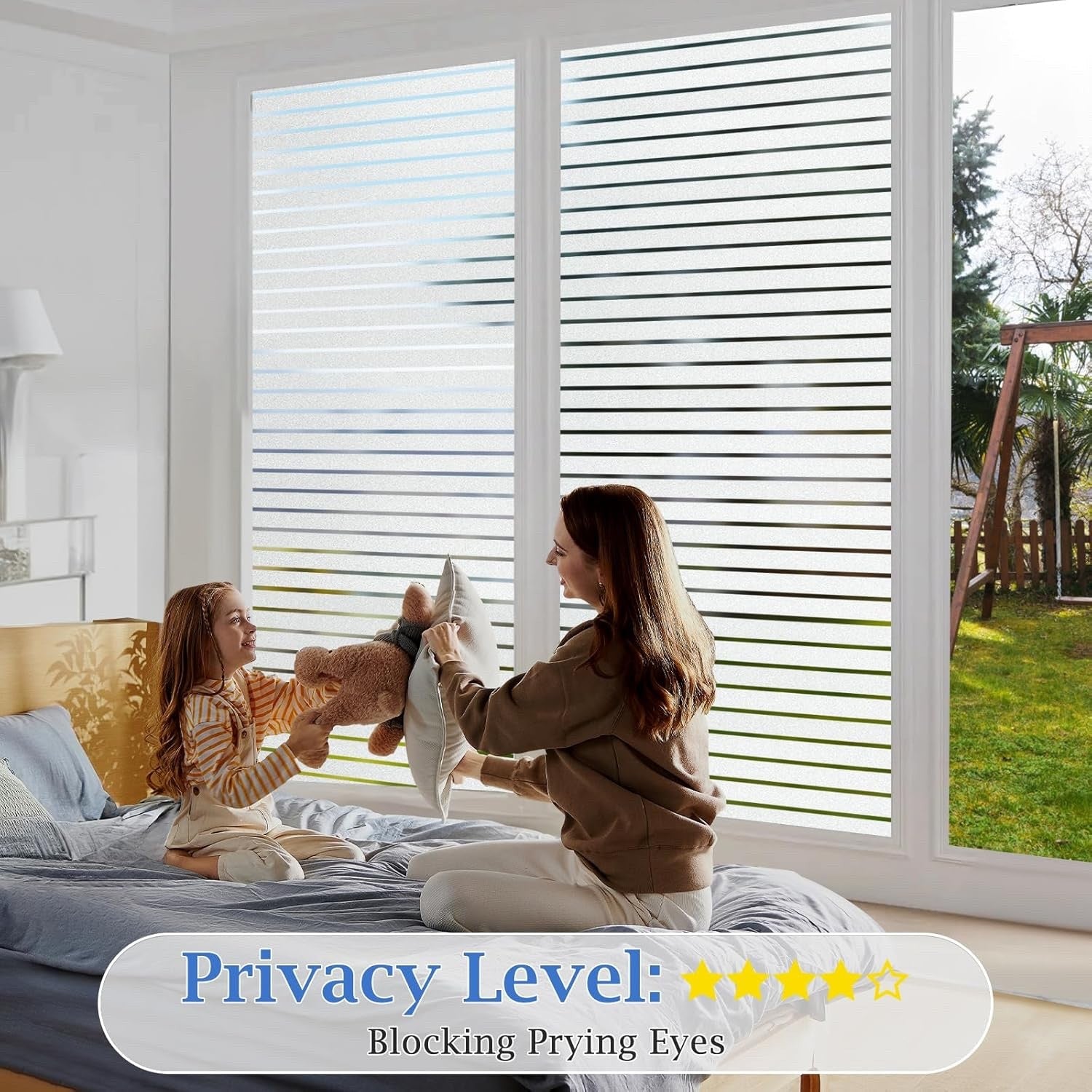 Lifetree Frosted Stripe Window Film Static Cling Privacy UV 90 x 400 cm