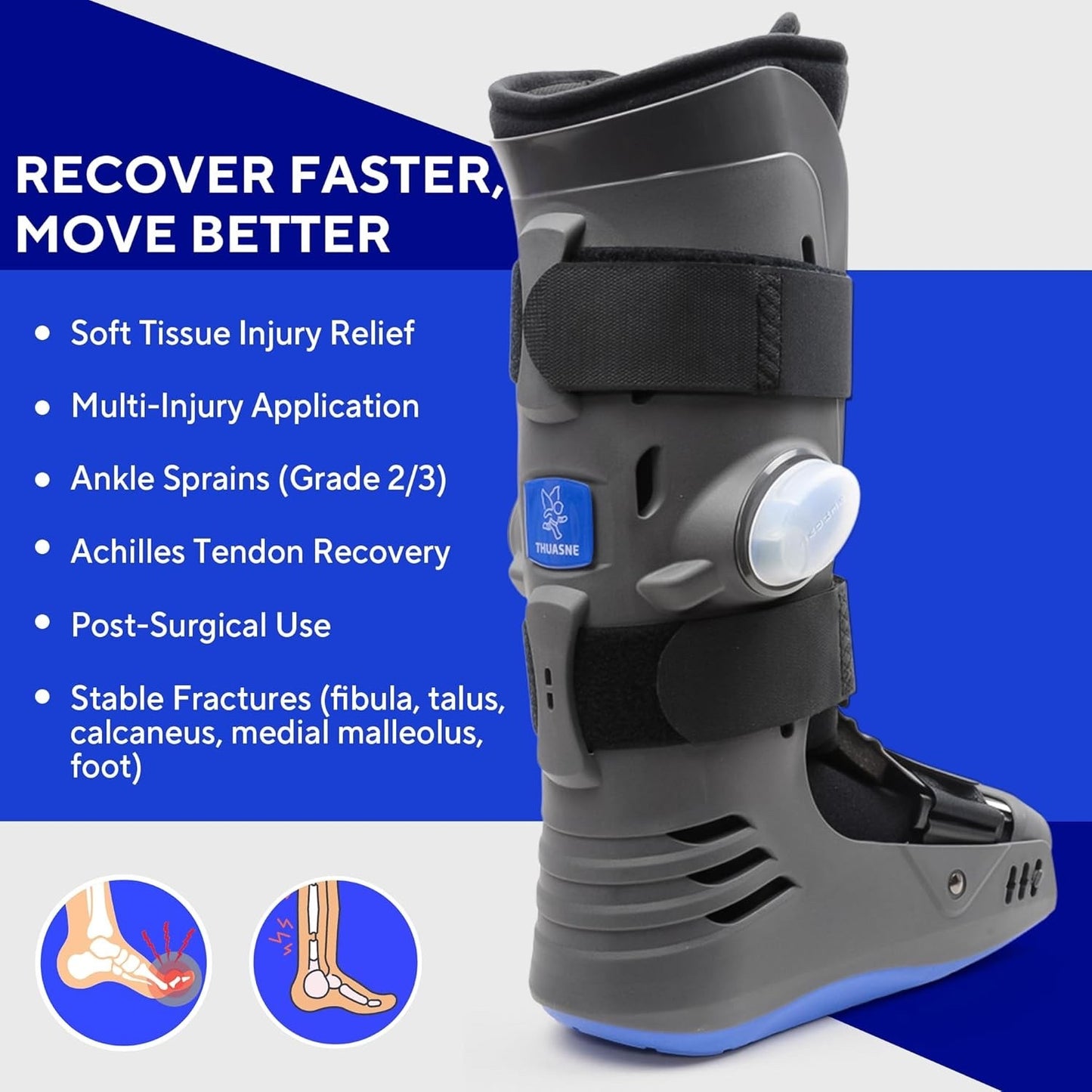 Air Walker Fracture Boot Pneumatic Ankle Foot Support Medical Walking Brace