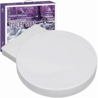 Round Toilet Seat Replacement Soft Close White Top Fix Quick Release 44x39cm WC
