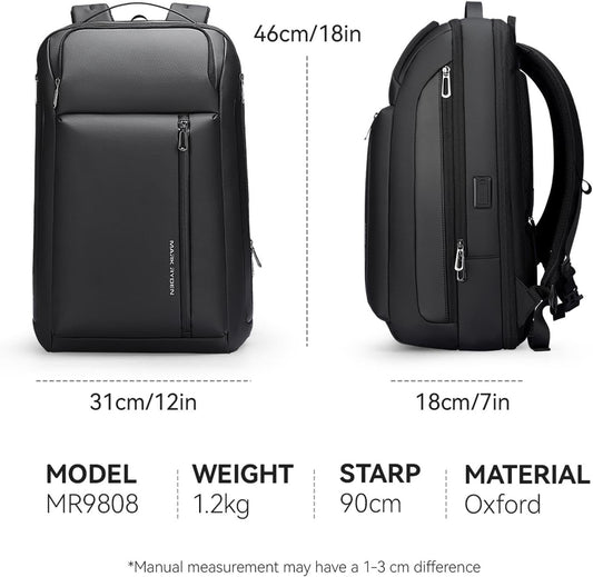 Laptop Backpack 15.6 Expandable 25-35L Business Travel USB C Cabin Black