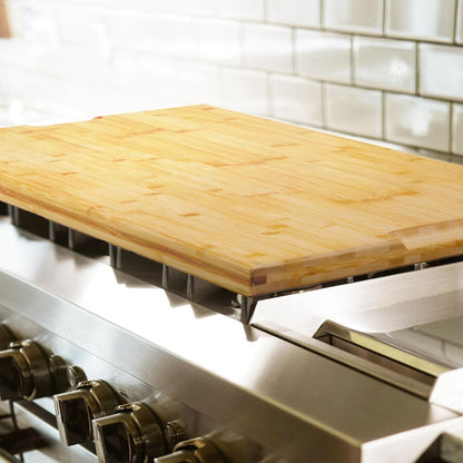 Bamboo Chopping Board Extra Large Butcher Block Juice Groove Handles Kitchen