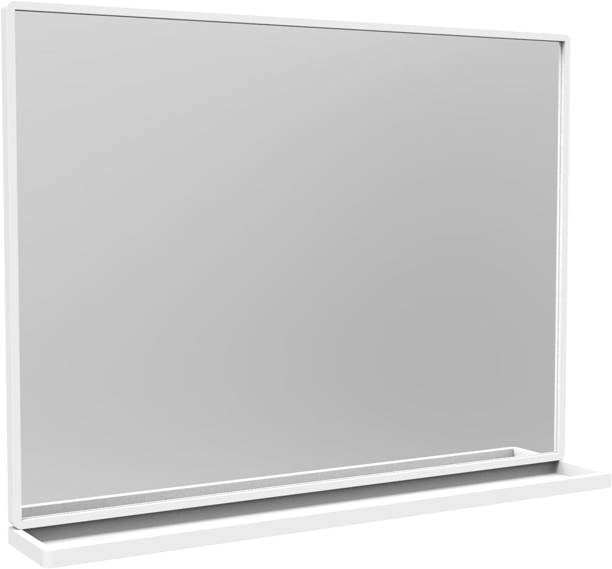 Bathroom Mirror Wall Shelf Rectangular 80.7x62cm White Metal Frame Modern Decor