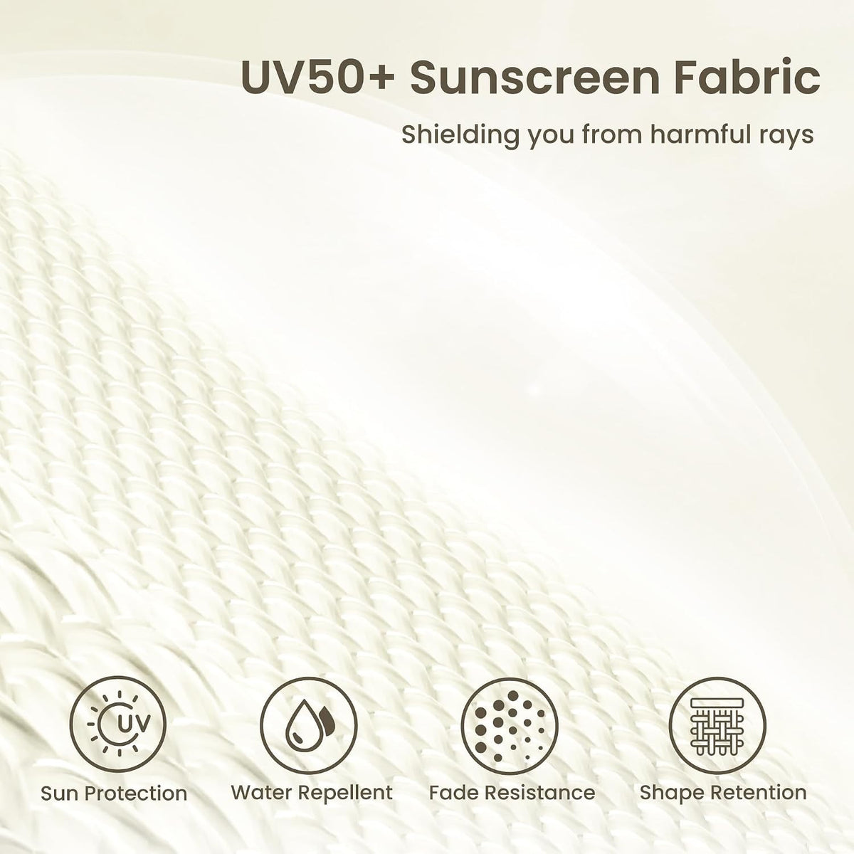 Fringed Beach Umbrella 2m Portable Parasol Ground Drill Ivory UPF50+ Sun Shade