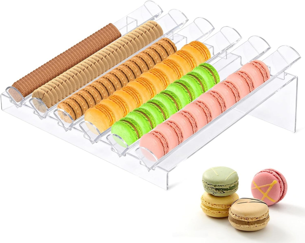 Macaron Display Stand Acrylic Tray 6 Slot Clear 60 Cookie Cracker Dessert Holder