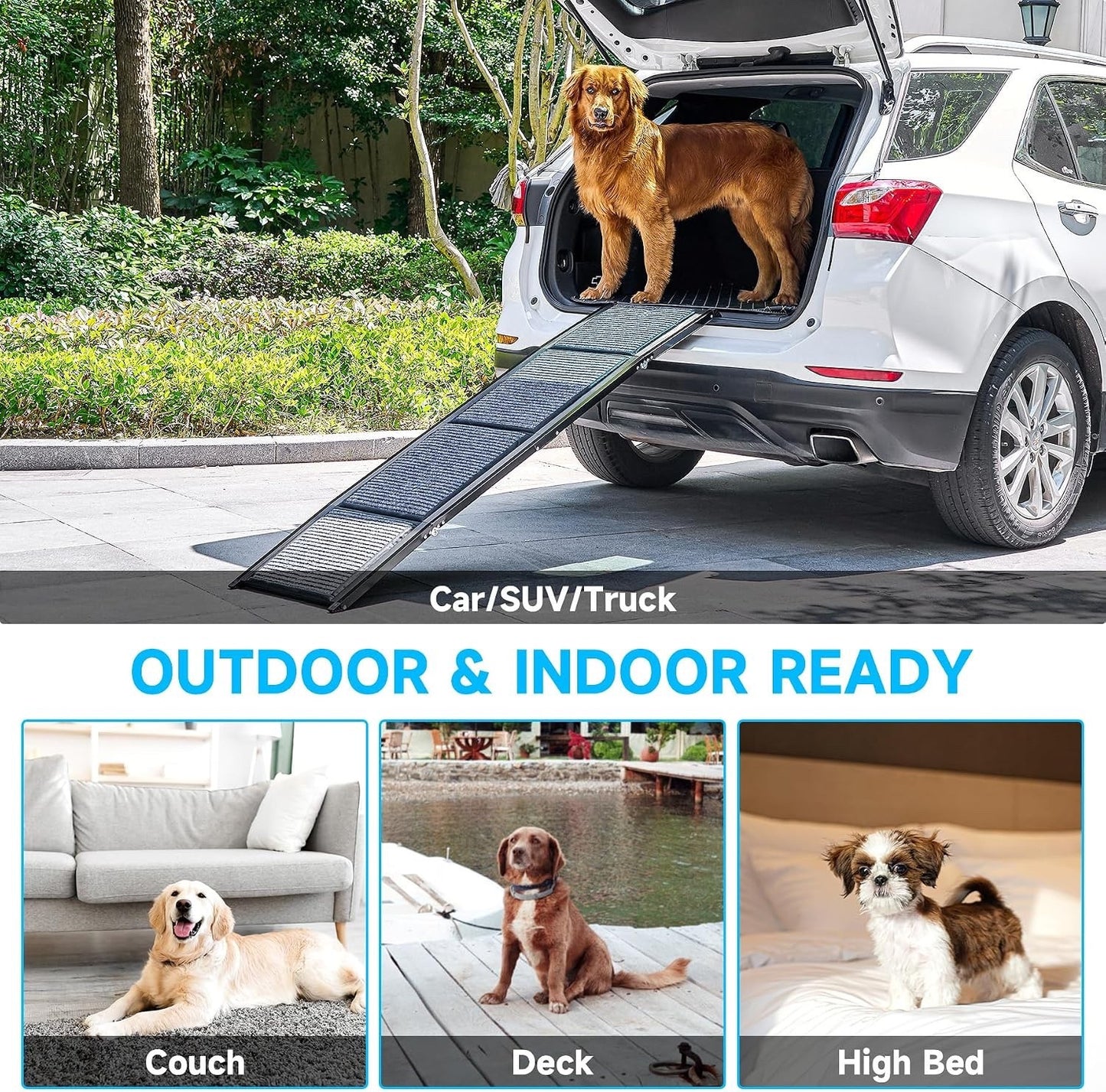 Dog Car Ramp Folding 170cm Aluminium Non Slip Pet Ramp 90kg SUV Truck Bed Sofa