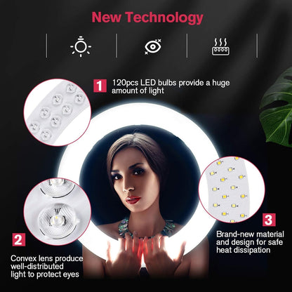 LED Ring Light 18 Inch Tripod Dimmable Selfie Portrait Vlog YouTube Remote Kit
