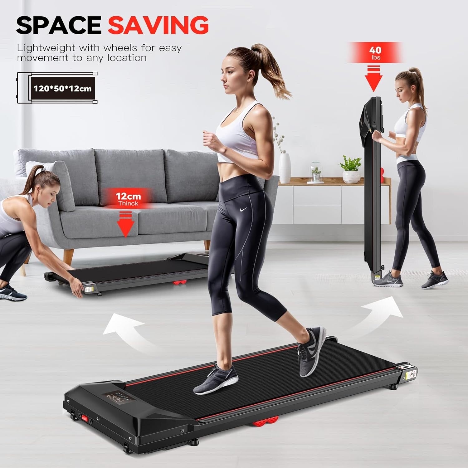 Sperax Walking Pad Treadmill for Home - Under Desk Treadmill Remote Control LED
