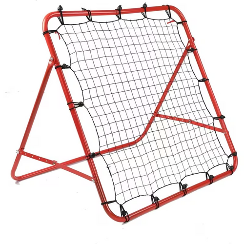 100x100cm Football Rebounder Training Net Adjustable Angles Steel Frame Red