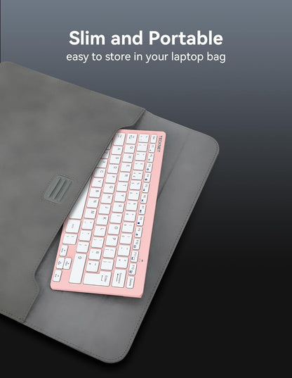 Mini Wireless Keyboard 2.4G USB UK Layout Compact Silent PC Laptop Pink