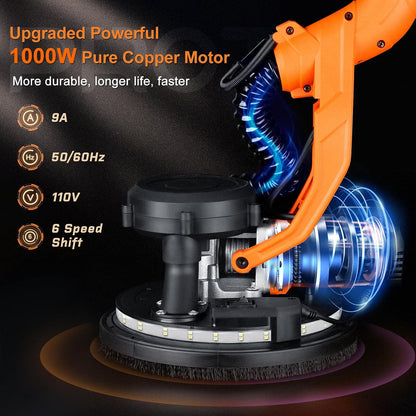 Drywall Sander 1000W 6-Speed LED Vacuum Wall Ceiling Electric Protmex