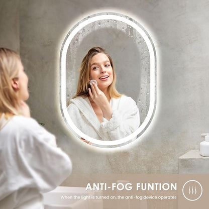 Bathroom LED Mirror Bluetooth 500x700mm Oval Demister Dimmable Wall Light IP44