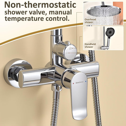 Shower System Rain Shower Hand Shower 26cm Stainless Steel Chrome Adjustable