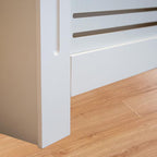 White MDF Radiator Cover 100cm Tall Modern Slatted Heater Cabinet Shelf