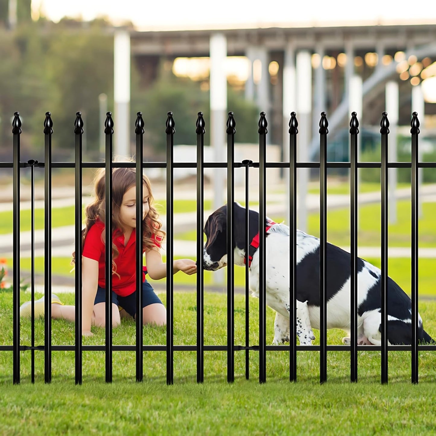Garden Fence Metal Decorative 91cm 5 Panels No Dig Border Dog Yard Barrier Black