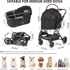3 in 1 Pet Stroller Medium Dogs 66lbs Foldable Carrier Pushchair w Mattress