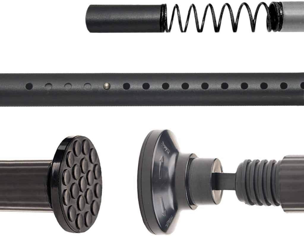 Curtain Pole Tension Rod 378-430cm Black 32mm No Drill Steel Extendable Long