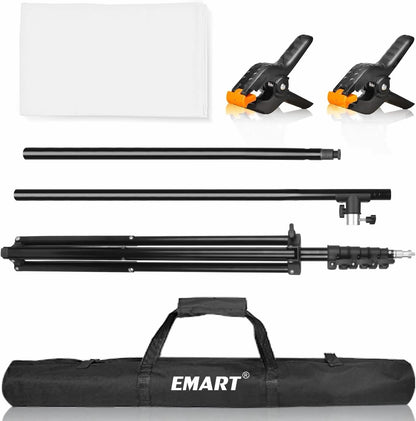 Photography Backdrop Stand Kit White 5x7ft Screen Adjustable T Shape Studio