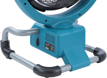 Jobsite Fan Cordless Portable 12 Inch 18V 21V AC DC 3 Speed Timer Blue Workshop
