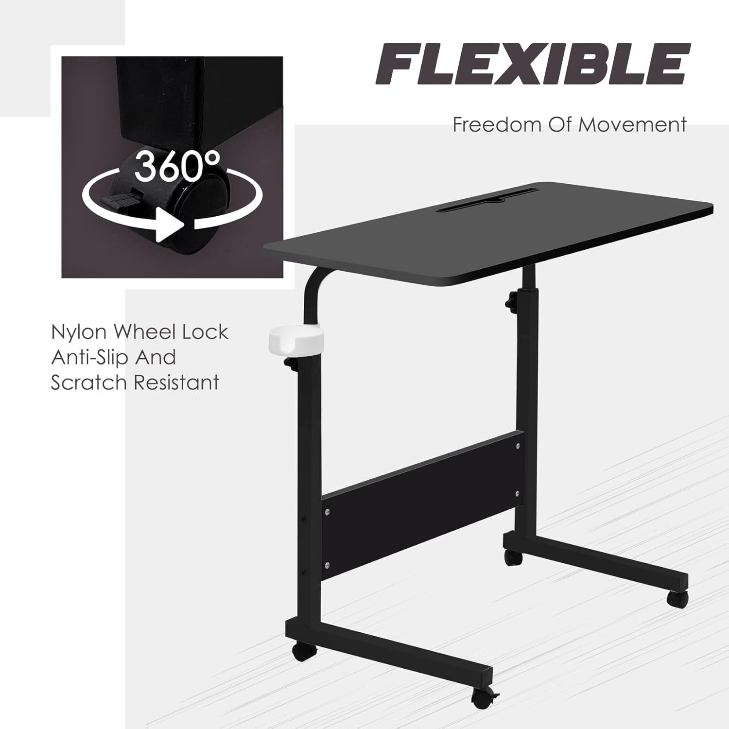 GRANDMA SHARK 80 × 40 cm Computer Desk Gaming Desk Rolling Table Bed