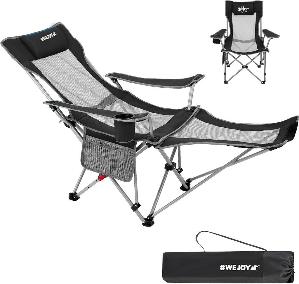 Folding Camping Chairs Reclining Adjustable with Detachable Footrest Outdoor