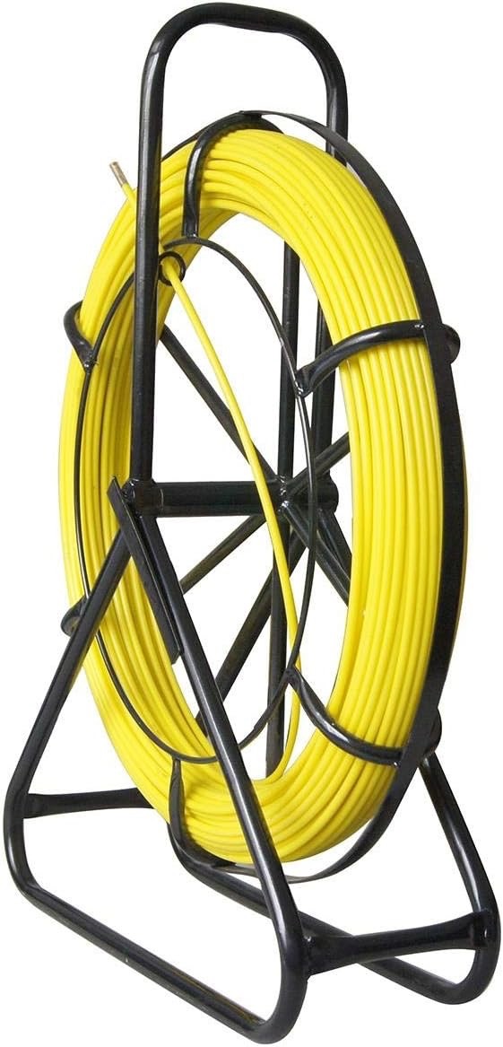 Cable Puller Duct Rodder 6mm x 100m Fiberglass Fish Tape Steel Stand Electrician