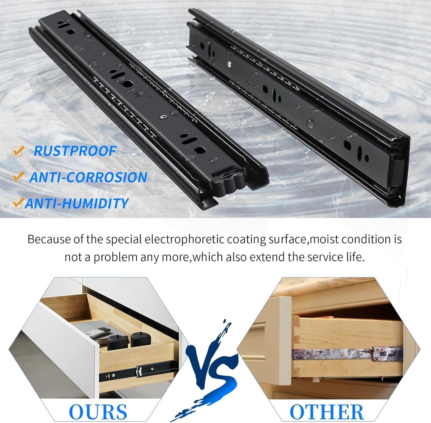 YENUO Full Extension Drawer Runners Heavy Duty 45kg 550mm