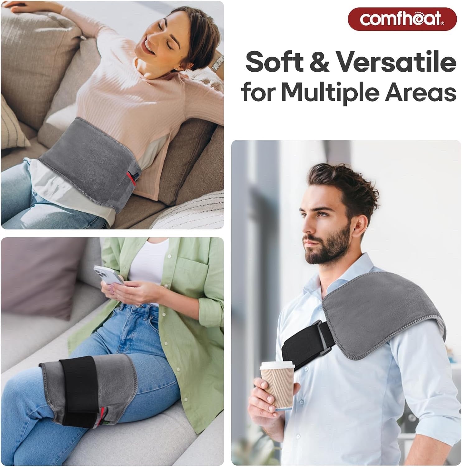 Heated Wrap Neck Back Shoulder Pad Massage Heat Therapy Cordless USB Support