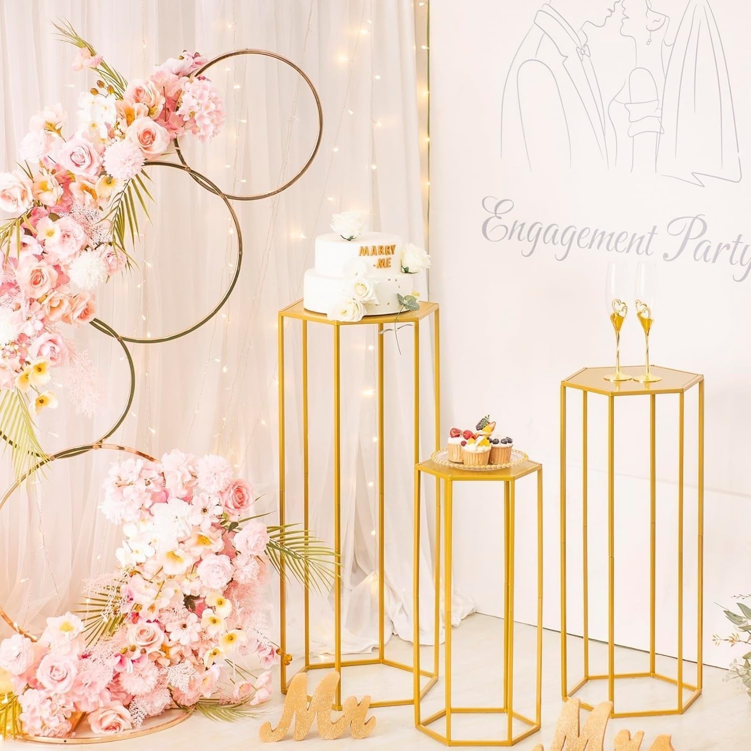 Cylinder Pedestal Stand Set Wedding Party Event Display Plinth Centerpiece Decor