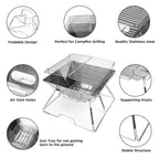 Odoland Portable Collapsible Campfire Grill Fire Pit 304 Stainless Steel Outdoor