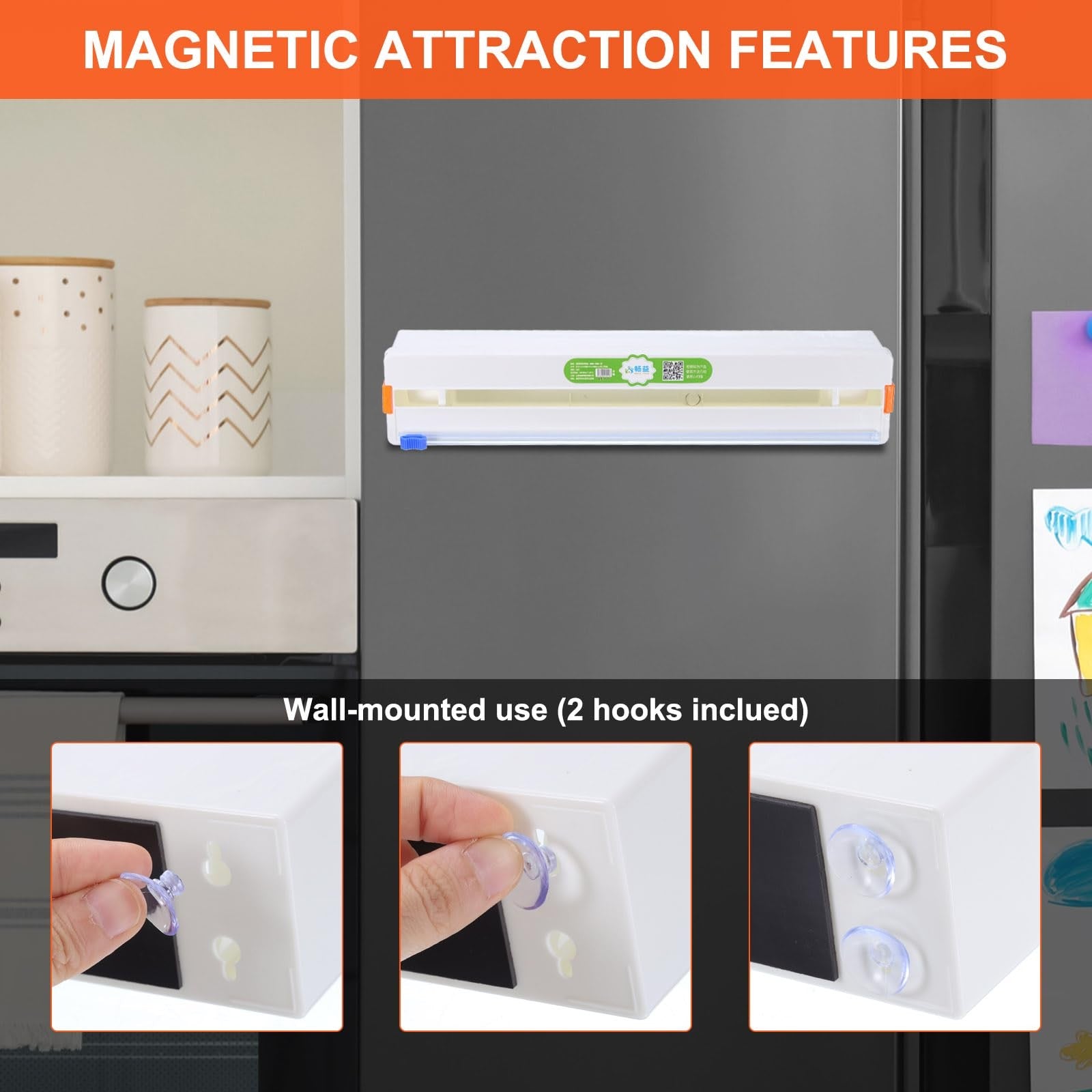 sourcing map Plastic Wrap Dispenser Slide Cutter Cling Wrap Dispenser White
