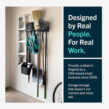 Wall Mounted Tool Rack Garage Storage Organiser 4 Heavy Duty Hooks Steel Set