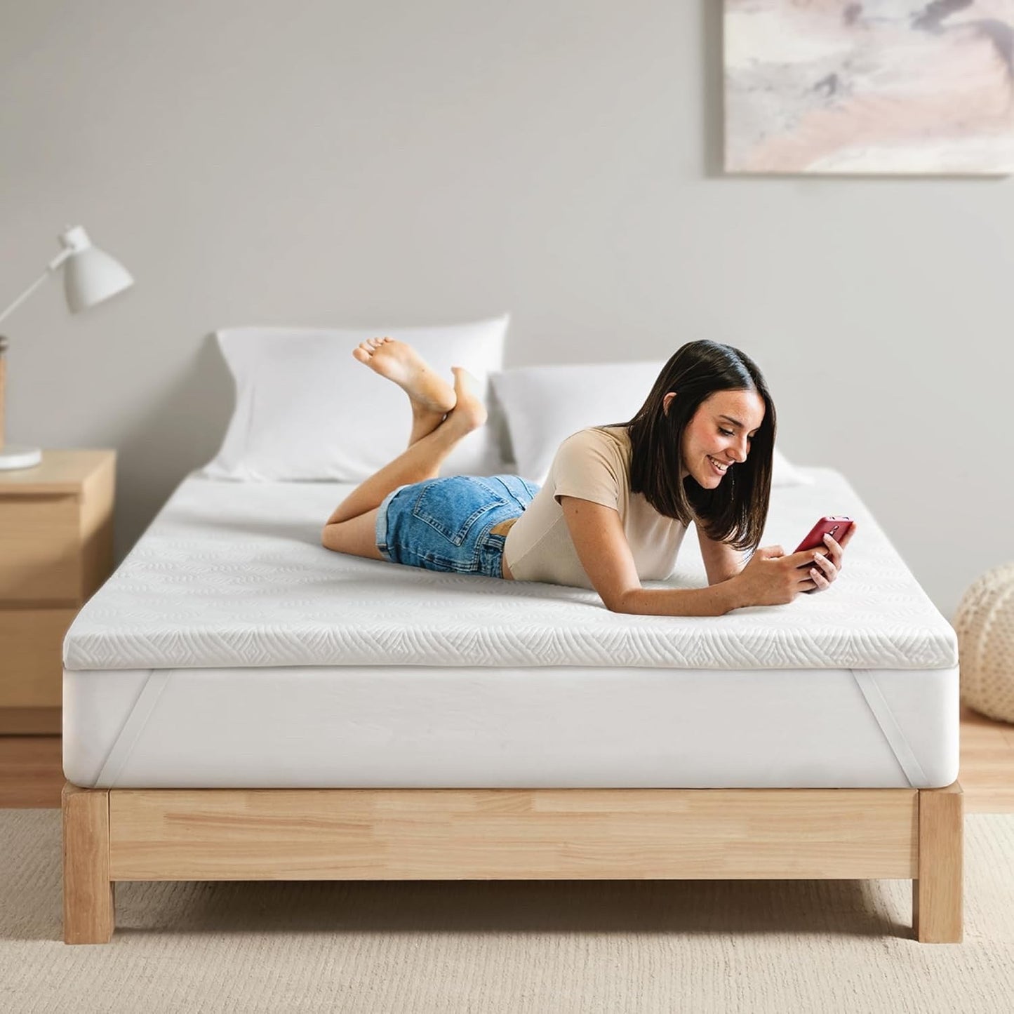 Memory Foam Mattress Topper Super King 5cm Anti Slip Washable Cover 180x200cm