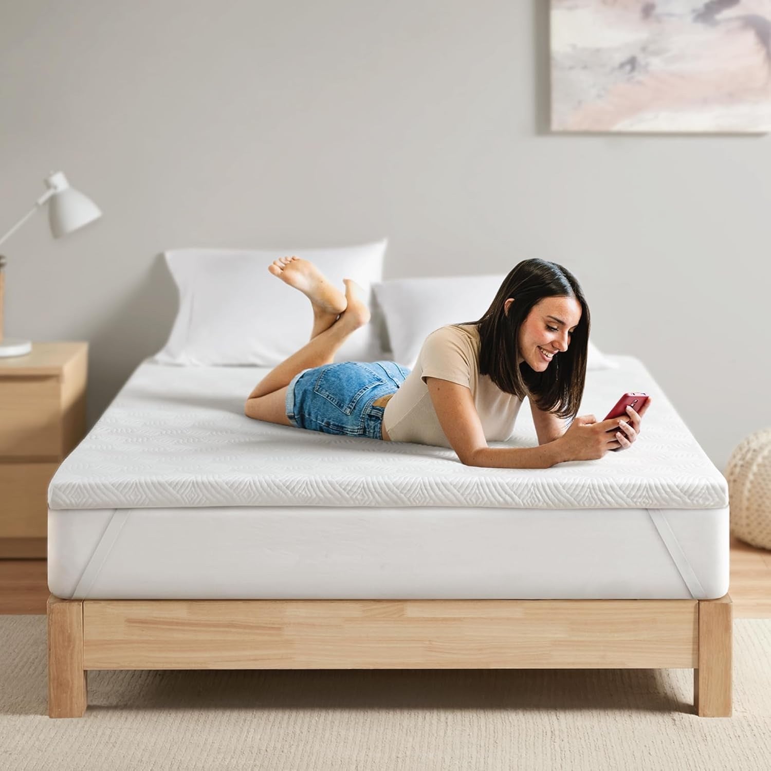 Memory Foam Mattress Topper Super King 5cm Anti Slip Washable Cover 180x200cm