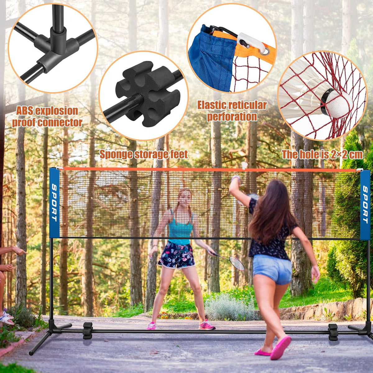 Badminton Net 3m Portable Adjustable 3-5m Pickleball Volleyball Tennis Carry Bag