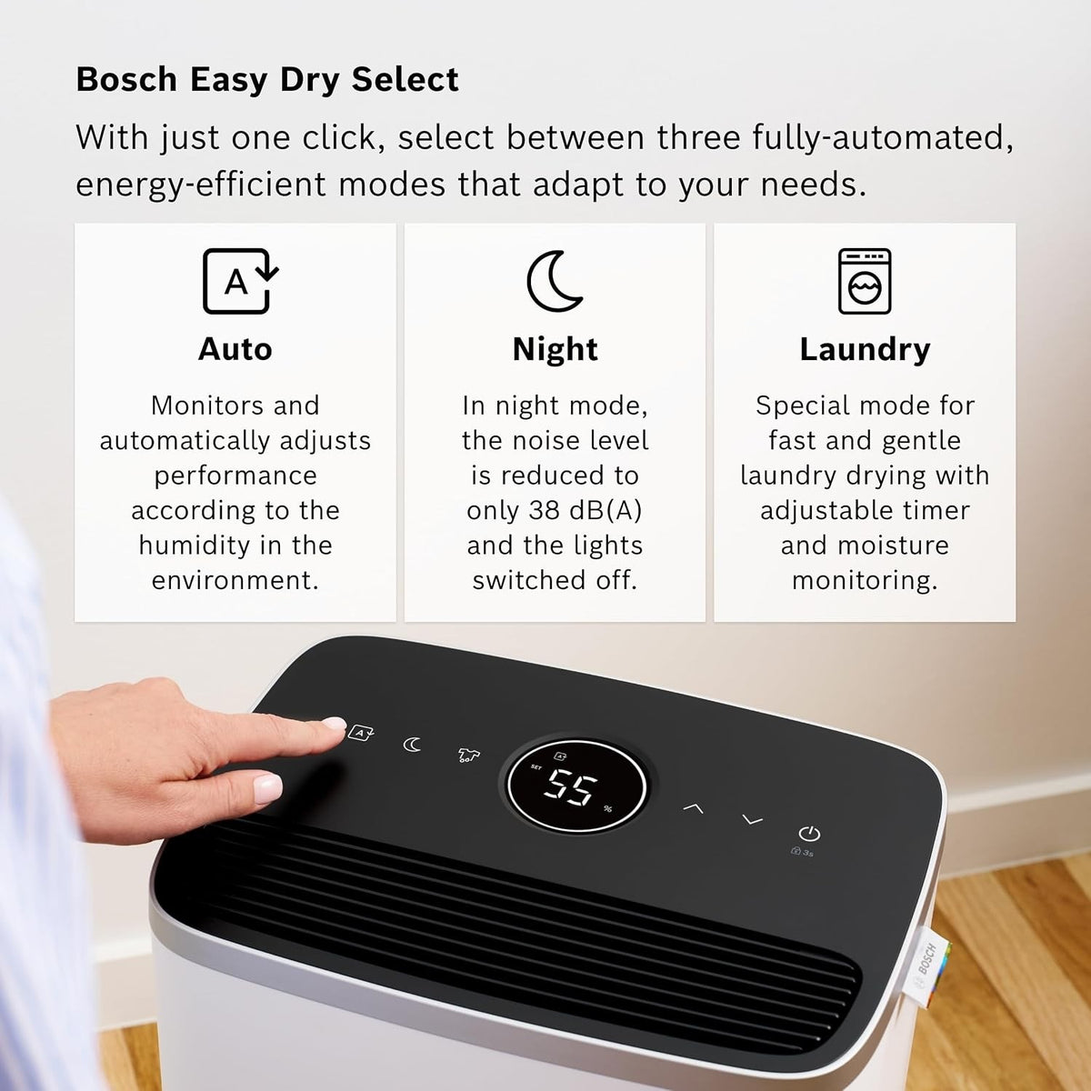 Bosch Dry 4000 Dehumidifier Quiet 16L Damp/Mould/Condensation Laundry Mode 33m²