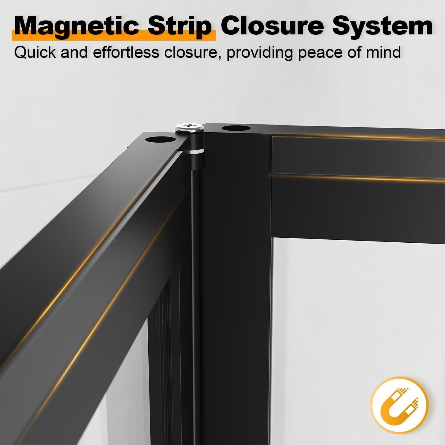 ELEGANT 860mm Black Bi Fold Shower Enclosure Inwards Opening