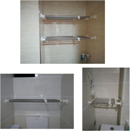 Adjustable Wardrobe Shelf 60-80cm Telescopic Closet Tension Storage Rack Heavy