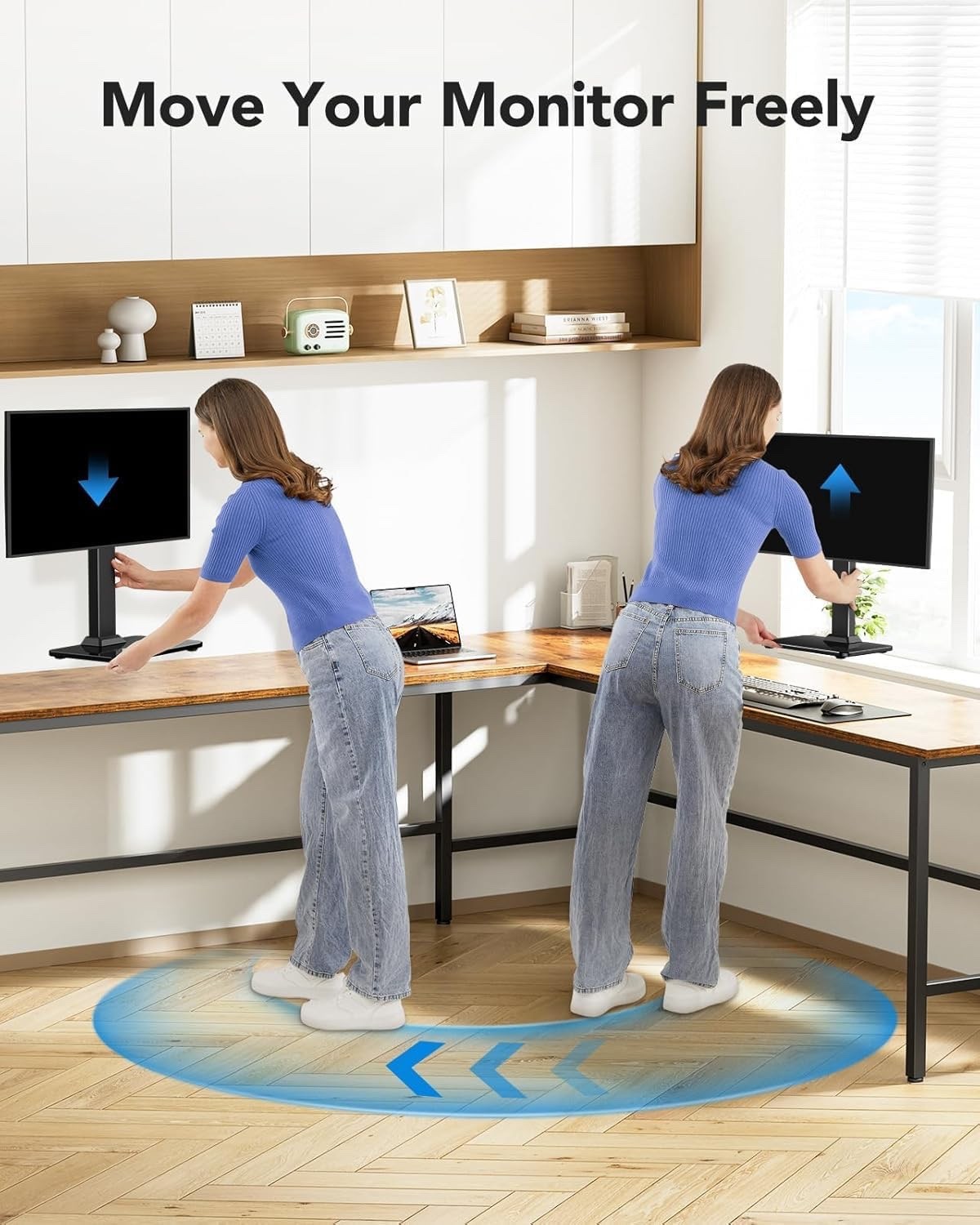 Monitor Stand Desk Mount Freestanding 13-34in VESA 75x75 100x100 20kg Black