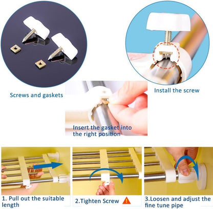 Adjustable Wardrobe Tension Shelf Rail Telescopic Closet Storage Rack 59-101cm